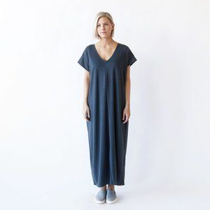 Hackwith Design House MAYEN Long Slate Blue Dress Reversible One Size NEW